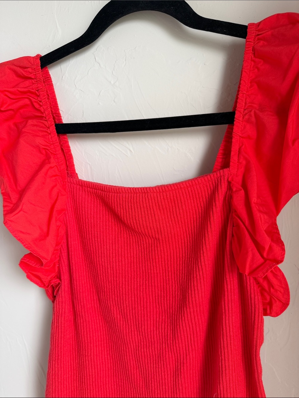 a new day poppy red Square Neck Ruffle Sleeve Tank - Picture 4 of 4